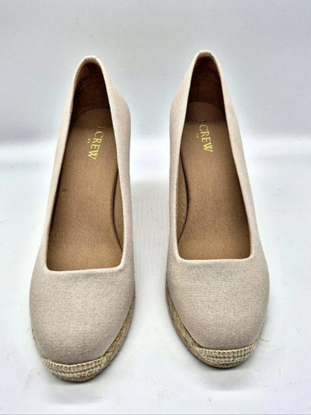 J. Crew Shoes Women’s Espadrille Wedges Canvas Size 7.5 Flax Color Beige